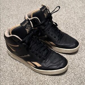 Reebok Retro BB4600 Black and Tan Leather High Tops